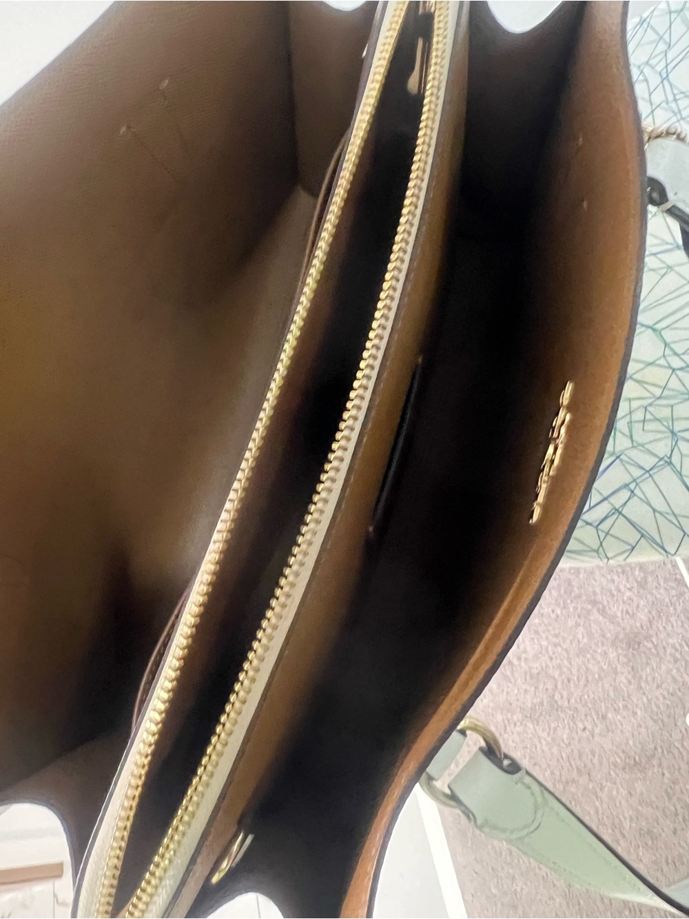 Coach Light Gray Signature Domed Shoulder Tote with Tan Accents - Picture 3 of 4